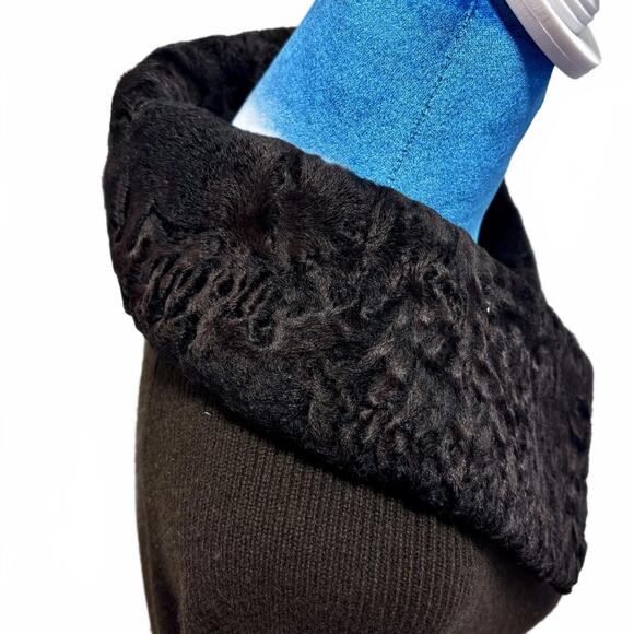 Vintage Y2K Neiman Marcus Cashmere Persian Lamb Fur Cardigan - Picture 7 of 9